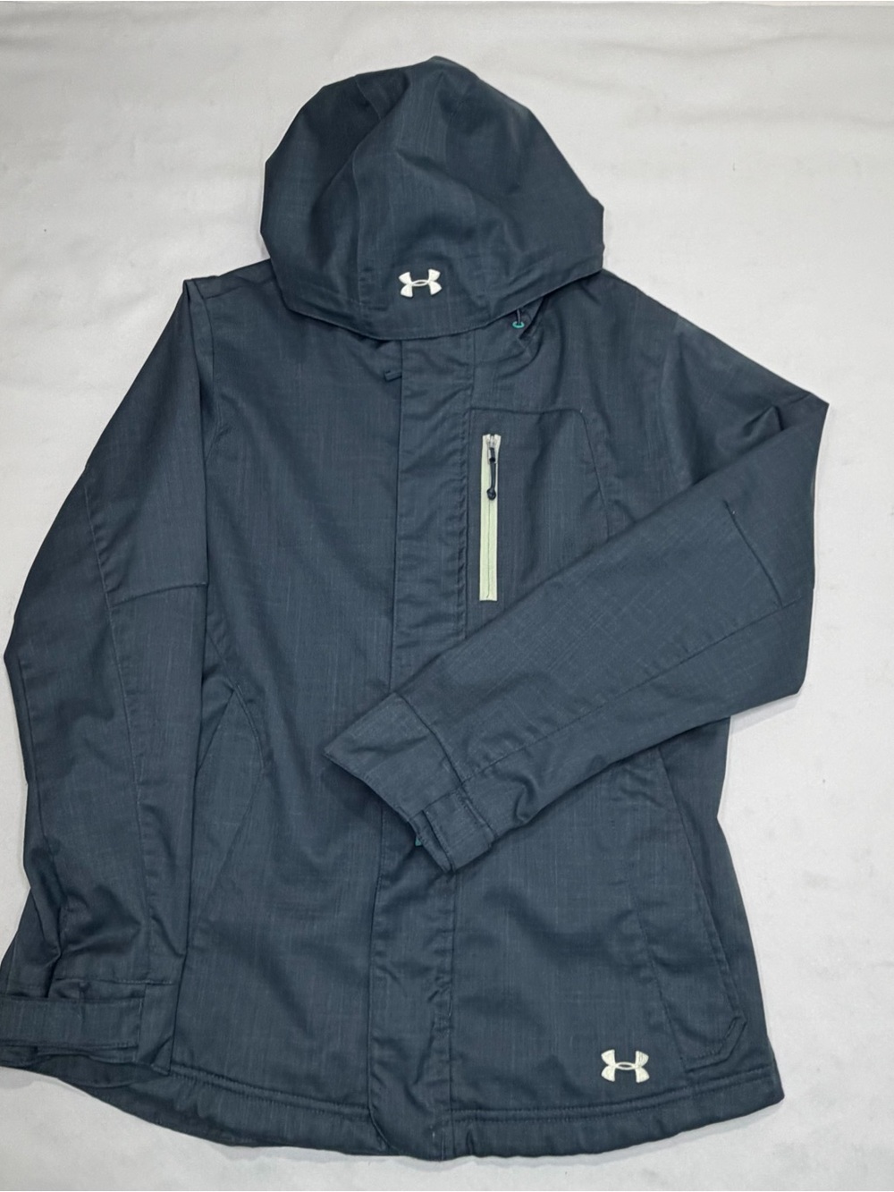 Under Armour women’s   Hooded Raincoat - Charcoal Gray with White Logos